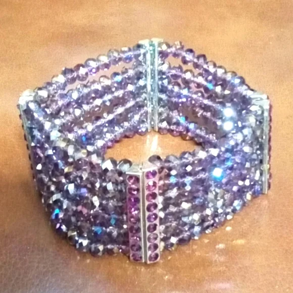 Handmade | Jewelry | Multi Strand Purple Crystal Cuff Handmade | Jewelry | Multi Strand Purple Crystal Cuff